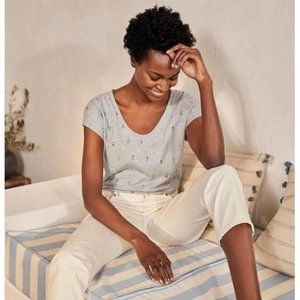 Boden Women's Gray Fun Voop Tee Marl, Pineapple Rainbow,  NWT xz M